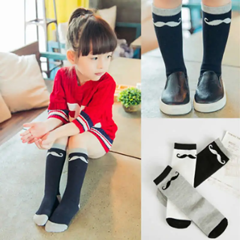 Носки для малышей гольфы для девочек с лисой, шелковые Детские носки хлопковые теплые носки с изображением панды и усов для мальчиков