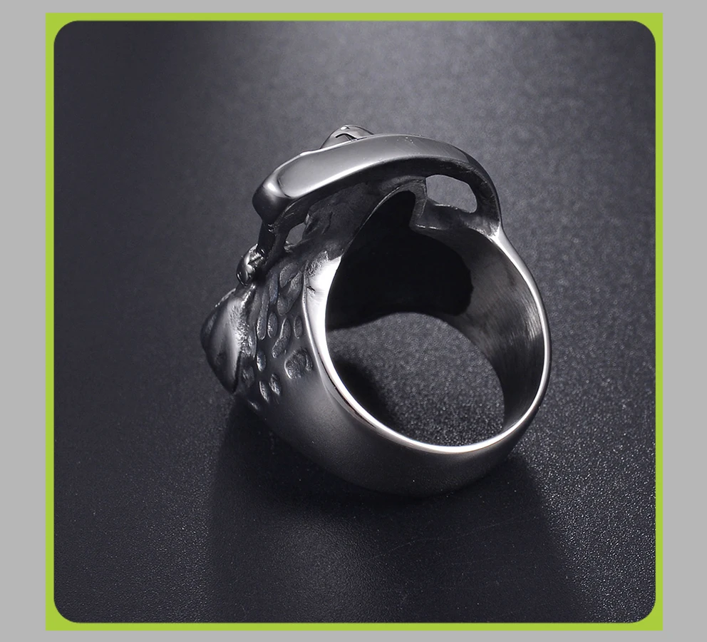 Винтажное кольцо в стиле панк с черепом из нержавеющей стали, полированное байкерское кольцо для мужчин, подарок, бижутерия