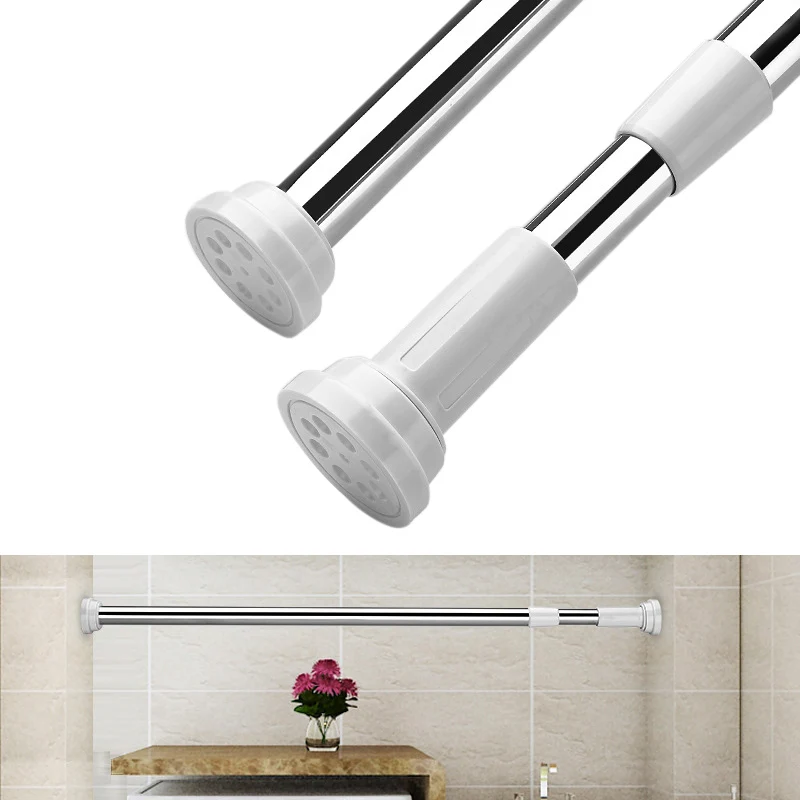 Spring Loaded Telescopic Rods Adjustable Rail Poles Clothes