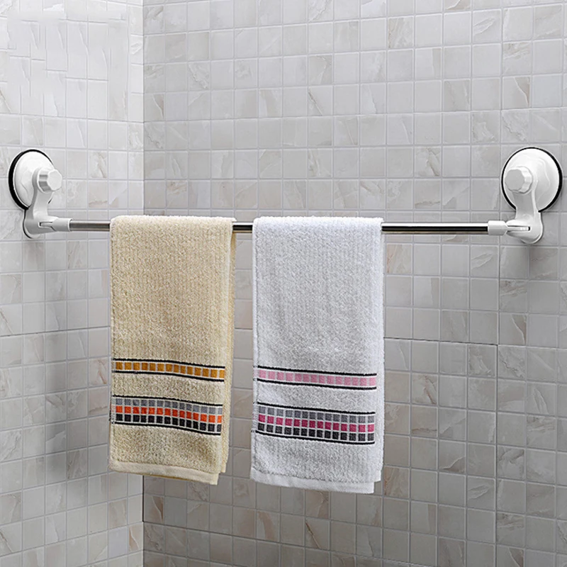 

1pcs Suction Cup Towel Bar Stainless Steel Wall Rod Rack Rust Proof 180 Degree Rotate Home Kitchen Bathroom Storage Bars