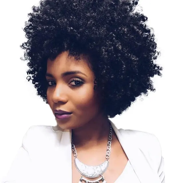 Natural Black Afro Wig Kinky Curly Short Hair Wigs For Black Women
