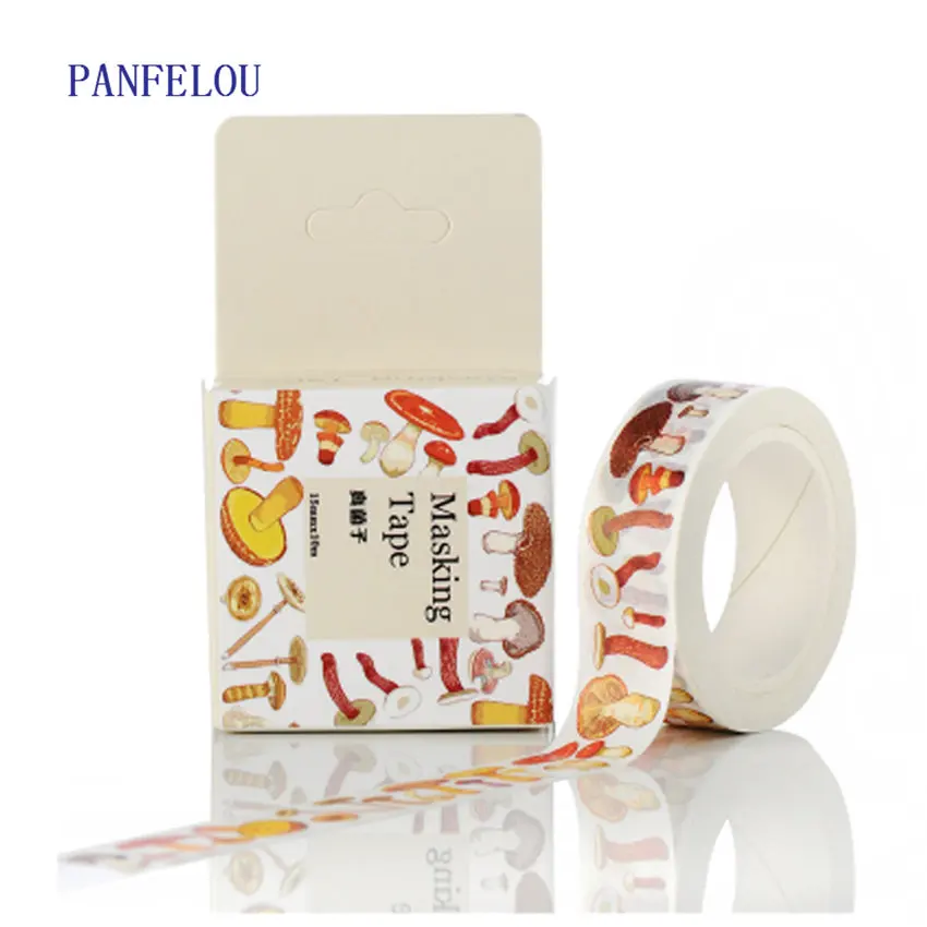 

PANFELOU 1.5CMx10M The mushroom cartoon Stickers border masking adhesive paper washi tape DIY Scrapbooking Hand account