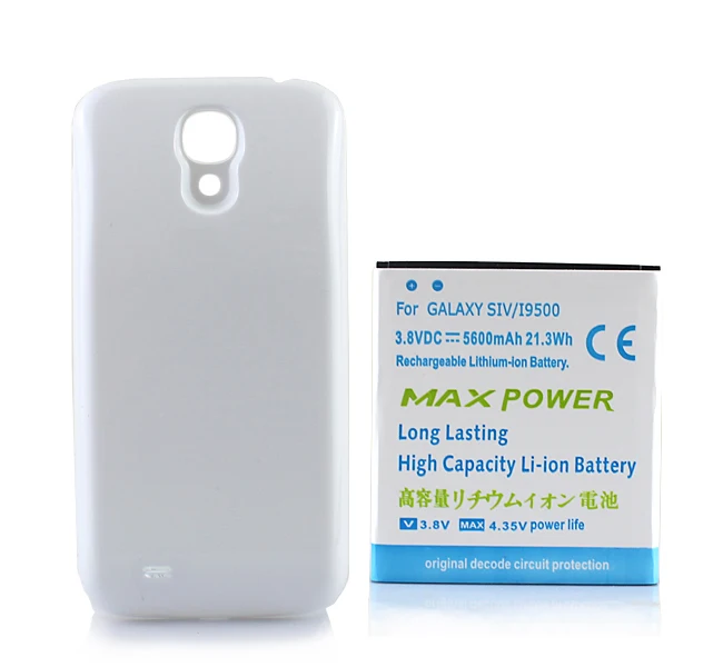 

For Samsung Galaxy S4 SIV i9500 White 5600MAH Extended Backup Thicker Battery + Back Cover i9500 Replacement Commercial Battery
