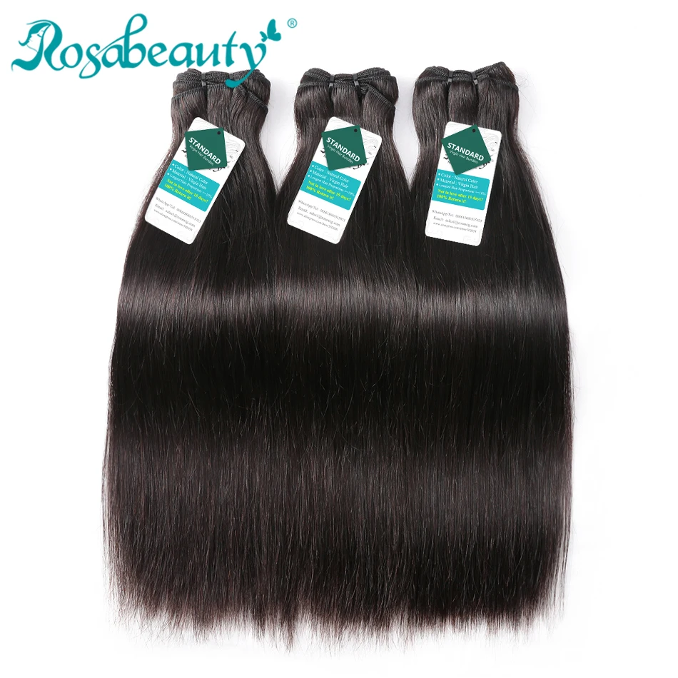 

Rosabeauty Grade 7A Raw Indian Straight Virgin Hair Weave Bundles Silky Straight 100% Indian Human Hair Extension