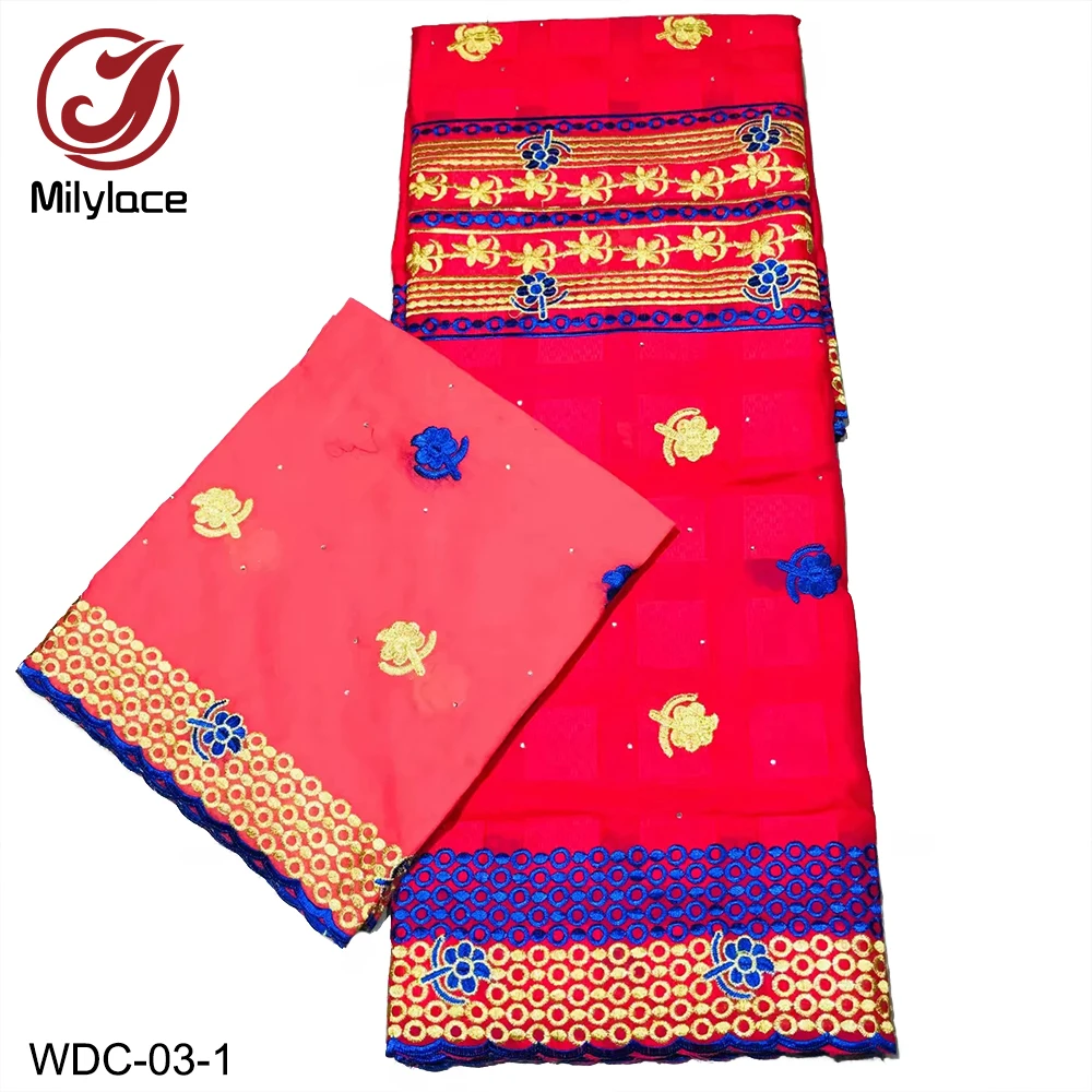 

New Coming African Swiss Cotton Lace Fabric with Stone Hot Selling 2 In 1 Design Nigerian Swiss Chiffon Lace Fabrics WDC-03