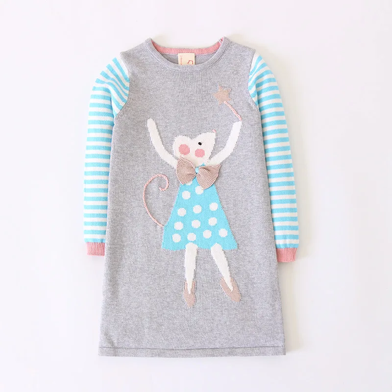 

2018 Autumn Winter New Infant Baby Girls Knitted Sweater Dress Kids Fashion Birthday Dress Children Toddler Clothes Outfits