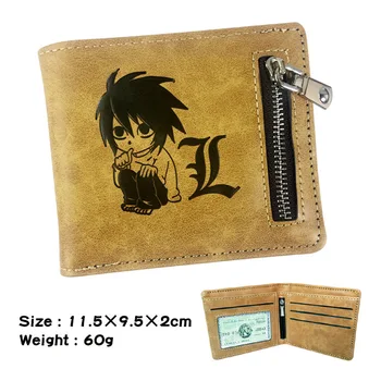

Death note men folded Wallet men leather men wallets purse short male clutch leather wallet mens money bag with coin purse