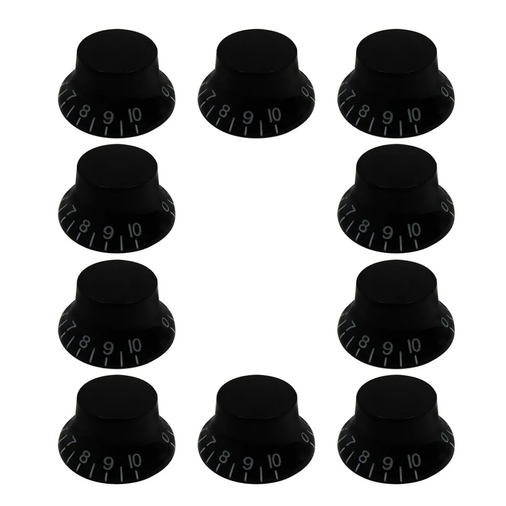 Buy NEW 10pcs Electric Guitar Knobs Top Hat Black