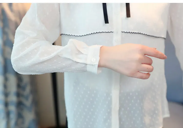New Arrival Autumn Tops Women Shirts Office Chiffon Blouse Women 2019 Fashion Long Sleeve White Shirt Female Bow Work Blusas Mujer  (9)