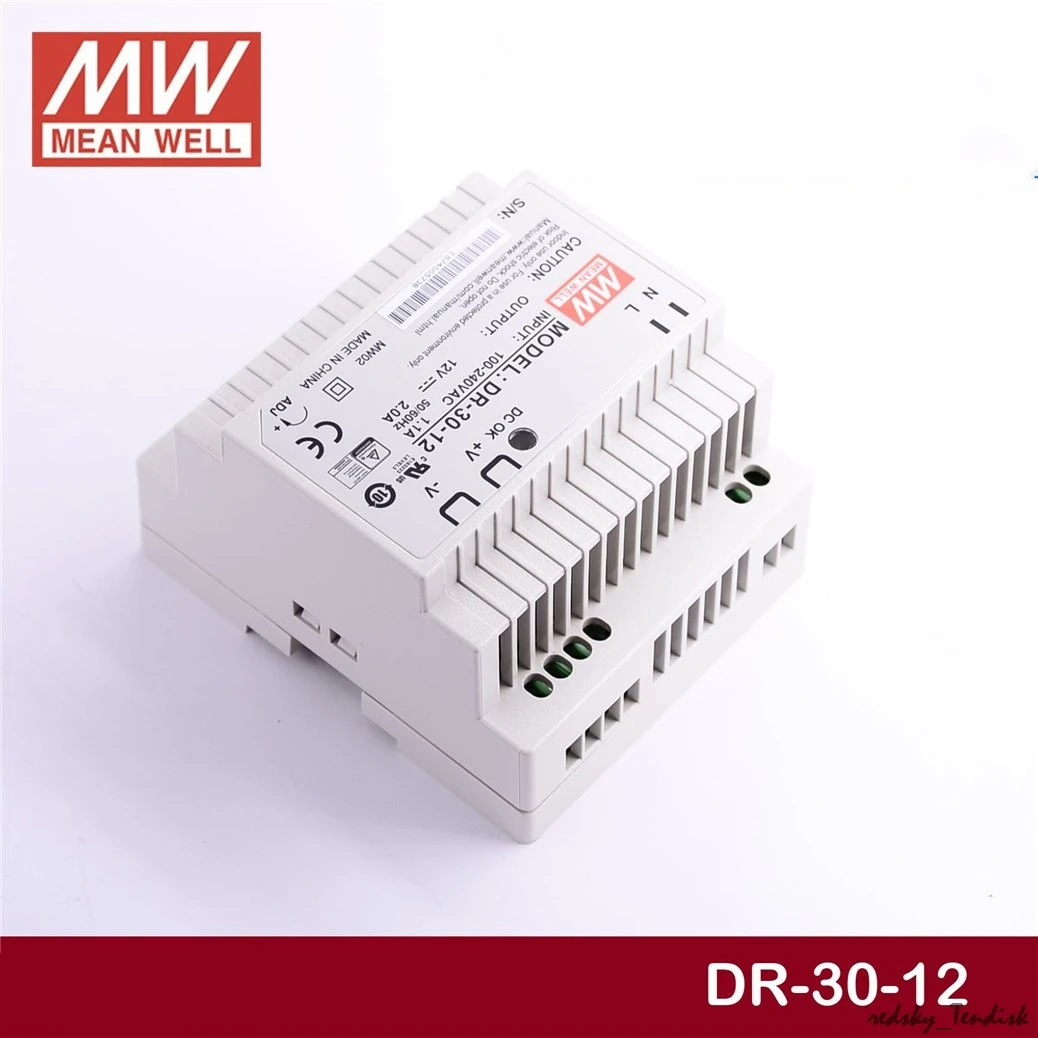 1 упаковка) Meanwell 30 Вт промышленный din-рейку источник питания HDR-30-24V/5/12/15/48 0,75/1.5A 2A 3A ультра-тонкий 90% высокая эффективность DR/MDR