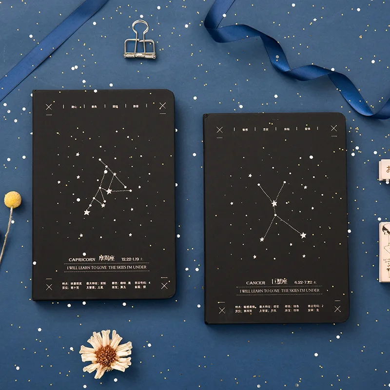 Ceny Retro pamiętnik A5 dwanaście konstelacji Notebook linie strony dziennik zeszyt Refiller papier dziennik z terminarzem papeterii prezent