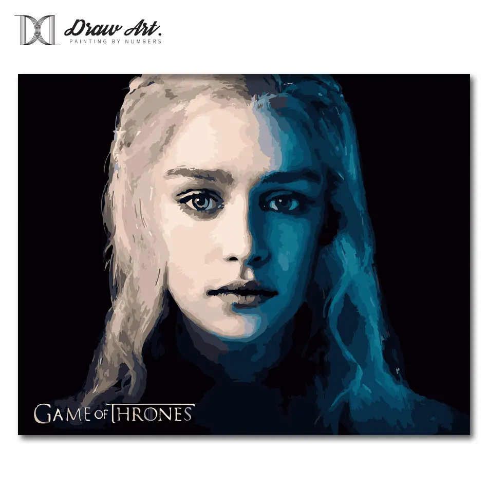 

Game of Thrones TV Play Painting by Numbers on Canvas Emilia Clarke Hand Painted Picture Daenerys Targaryen Paint by Numbers