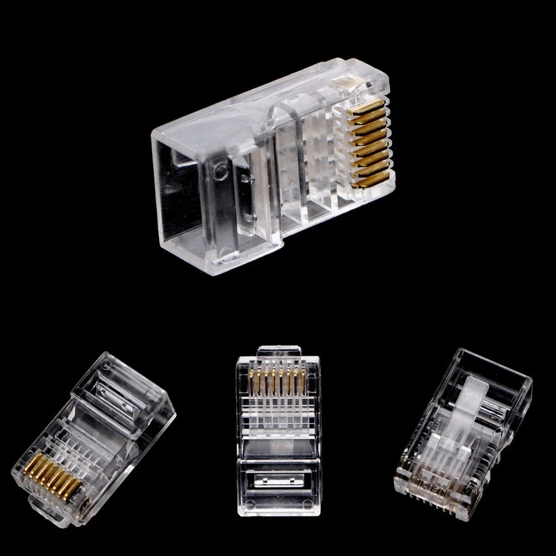 

100Pcs RJ45 8-Pin Connector CAT6 Network Cable Modular Ethernet Crystal Plugs - L059 New hot