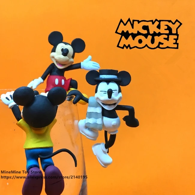 

DISNEY Mickey Mouse 4.5cm 3 style mini doll Action Figure Anime Decoration Collection Figurine Toy model for children gift