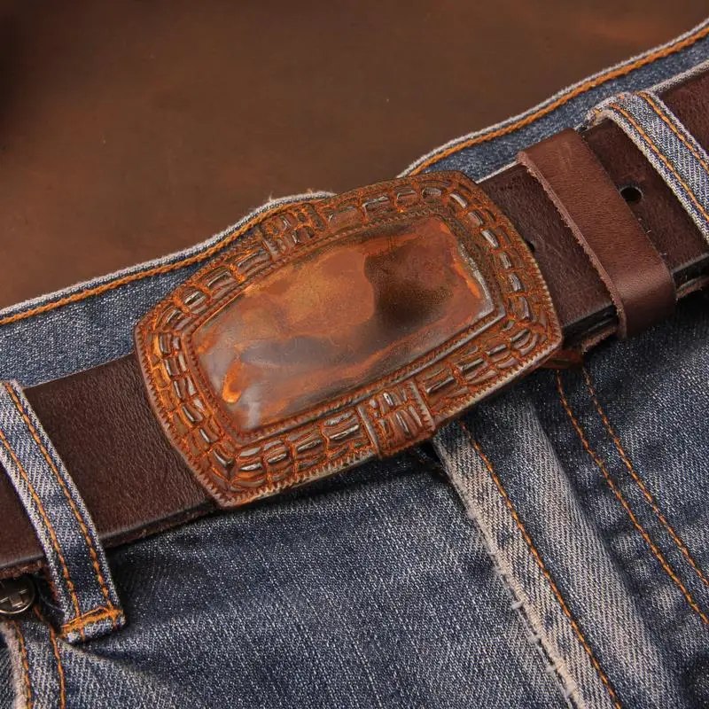 Vintage Metal Belt Buckles For Men Leather Belt Luxury Retro Cowboy Belt Ceinture Homme Male ...