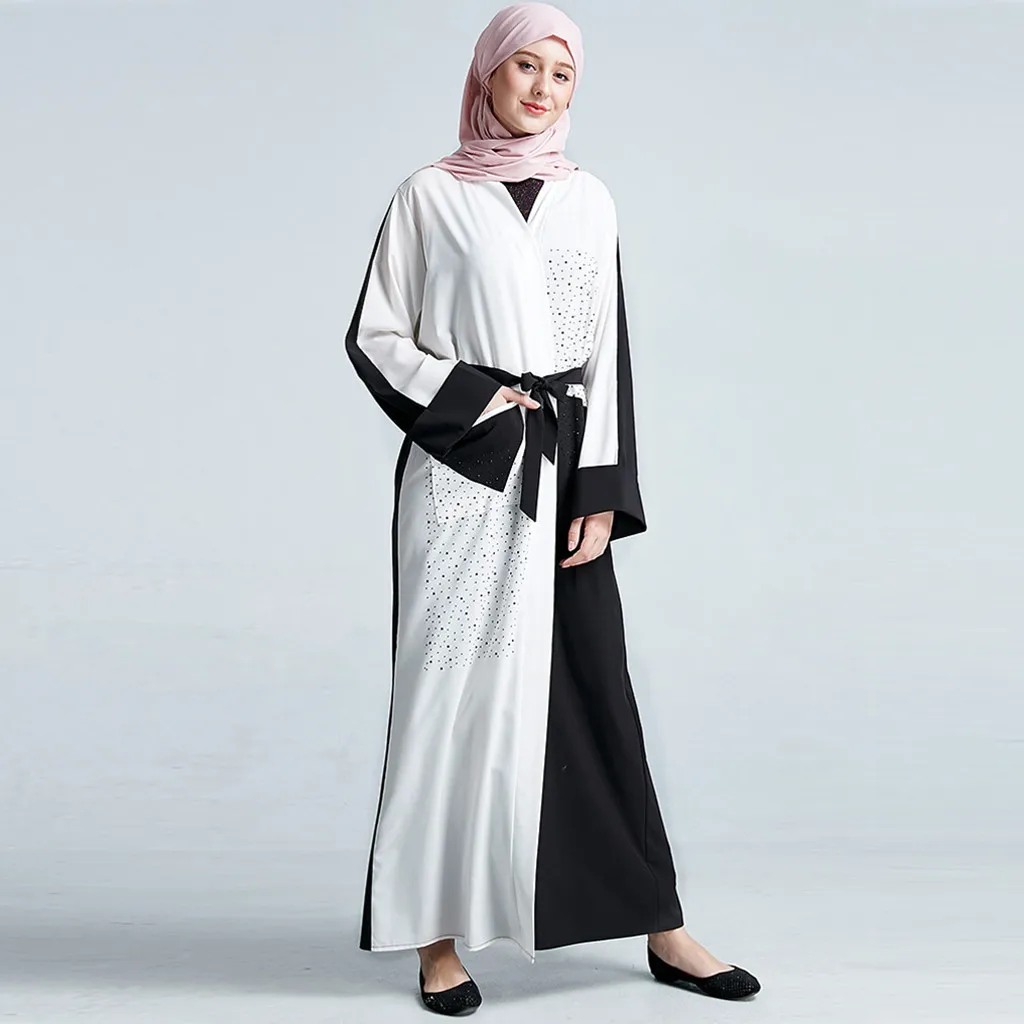 CHAMSGEND мусульманских Абаи Женское платье элегантный Дубай Леди Летняя одежда с длинным рукавом плюс Размеры стильных девушек вечерние