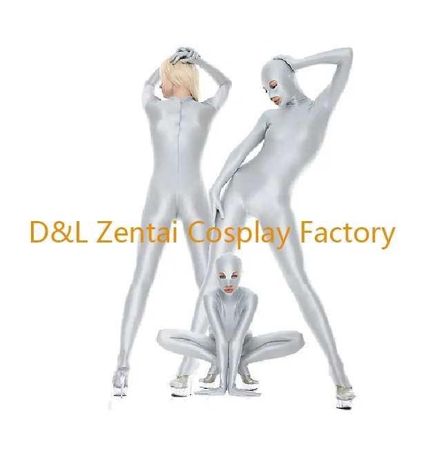 Free Shipping DHL Sexy Adult Lycra Spandex Full Body Gray Color Zentai Suit with Open Eyes And Mouth LL1501 (2)