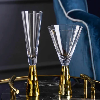 

Golden Silver Green Wine Glass Champagne Cup Phnom Penh Goblet Clubhouse Banquet Table Wine Glass drinking glasses cups