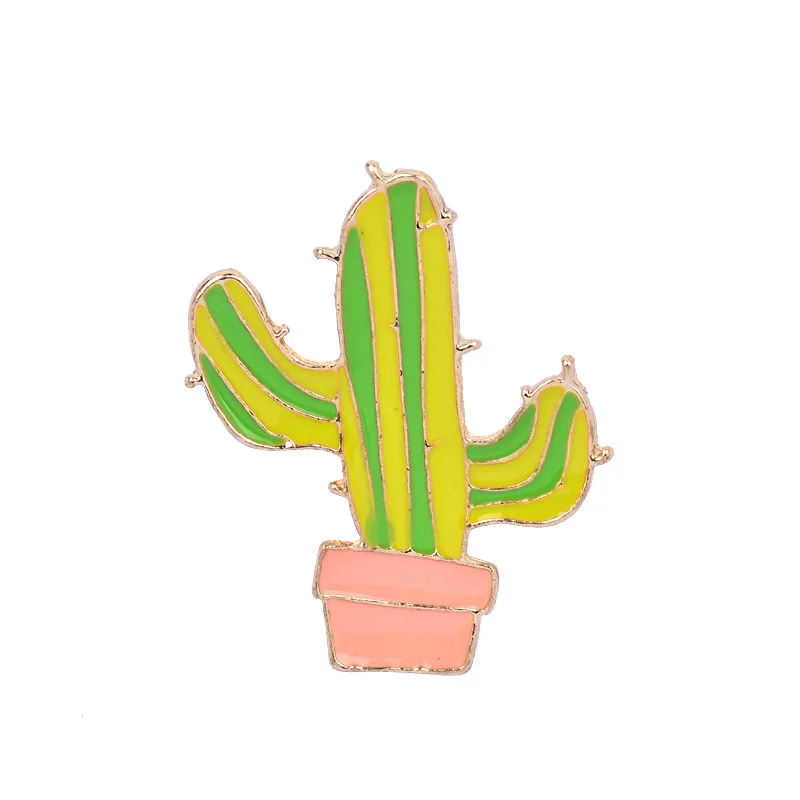 Potted Plant Cactus Enamel Pins Metal Lovely Badges Brooch Vintage Brooches For Women Jewelry Clothing Collar Lapel Accessories - Окраска металла: style 1