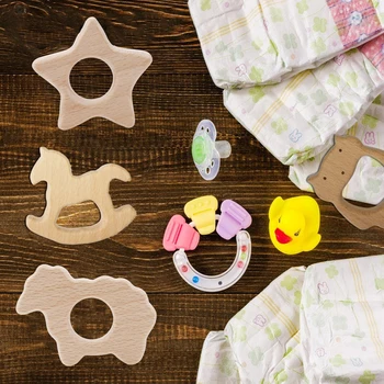 

Baby Safty Wooden Teether Cartoon Animal Shape Wooden Baby Teether Toy Safe Newborn Kids Teething Toys Baby Shower Gift