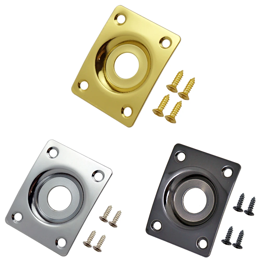 3 pcs Universal Electric Guitar Jack Base Output Socket Plate Rectangle Parts for Most Common | Спорт и развлечения