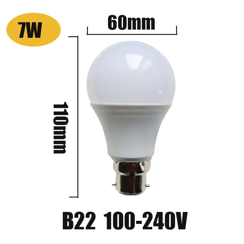 Светодиодный светильник B22 Светодиодный лампада ампулы Bombilla 3 Вт 5 Вт 7 Вт 9 Вт 12 Вт 15 Вт 18 Вт высокая яркость 220 В 110 в холодное/теплое белое светодиодное освещение лампы - Испускаемый цвет: 7W B22 100-240V