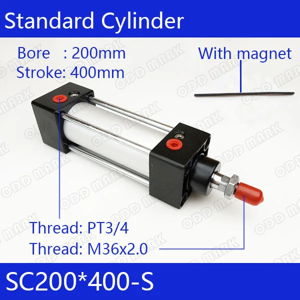 

SC200*400-S 200mm Bore 400mm Stroke SC200X400-S SC Series Single Rod Standard Pneumatic Air Cylinder SC200-400-S