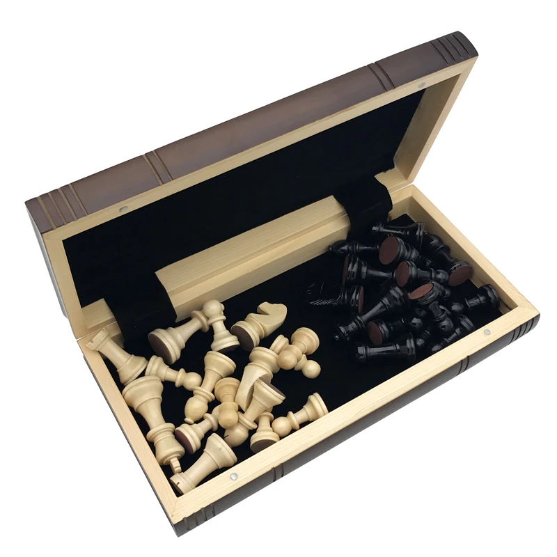 New High Quality books shape wood folding board solid chessman Box wooden Table chess Set Natural safe Paint Board Game qenueson
