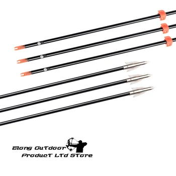 

6/12Pcs 32" Fiberglass Arrows Diameter 8mm Black Solid Shaft Slides Bow Fishing Broadheads Fishes Shooting Free Shipping