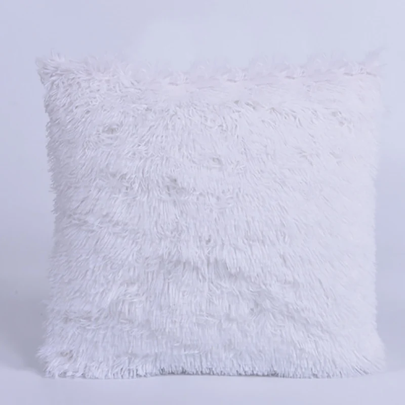 Длинный Плюшевый Декоративный чехол для подушки, подушка для домашнего декора, Меховой чехол для подушки, для спальни, дивана, Kussenhoes Sierkussen capa para almofada - Цвет: Белый
