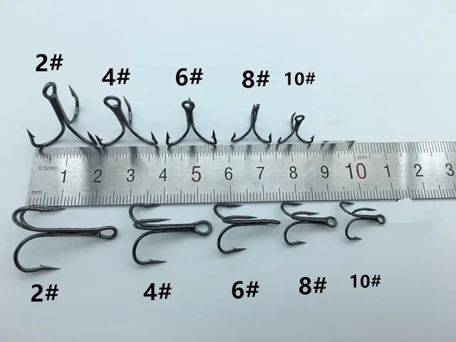 50pcs/Box Fishing Hook Sharpened Treble Hook Size 2/4/6/8/10 Fishhook  Tackle New - AliExpress