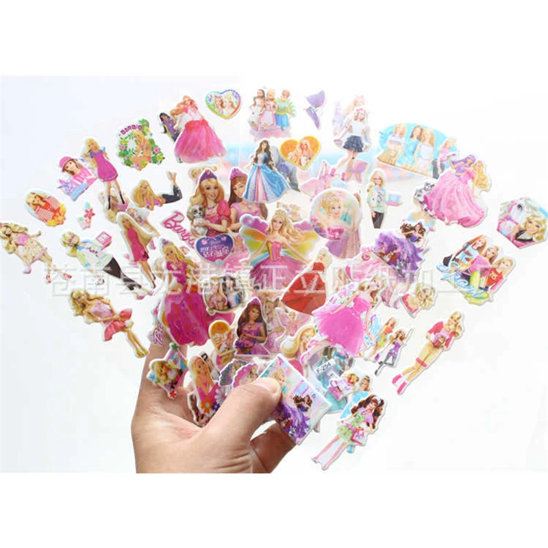 10 Sheets 3D Puffy Bubble Stickers Cartoon Princess cat Waterpoof DIY baby Toys for Children Kids Boy Girl Sticker Set Emoji