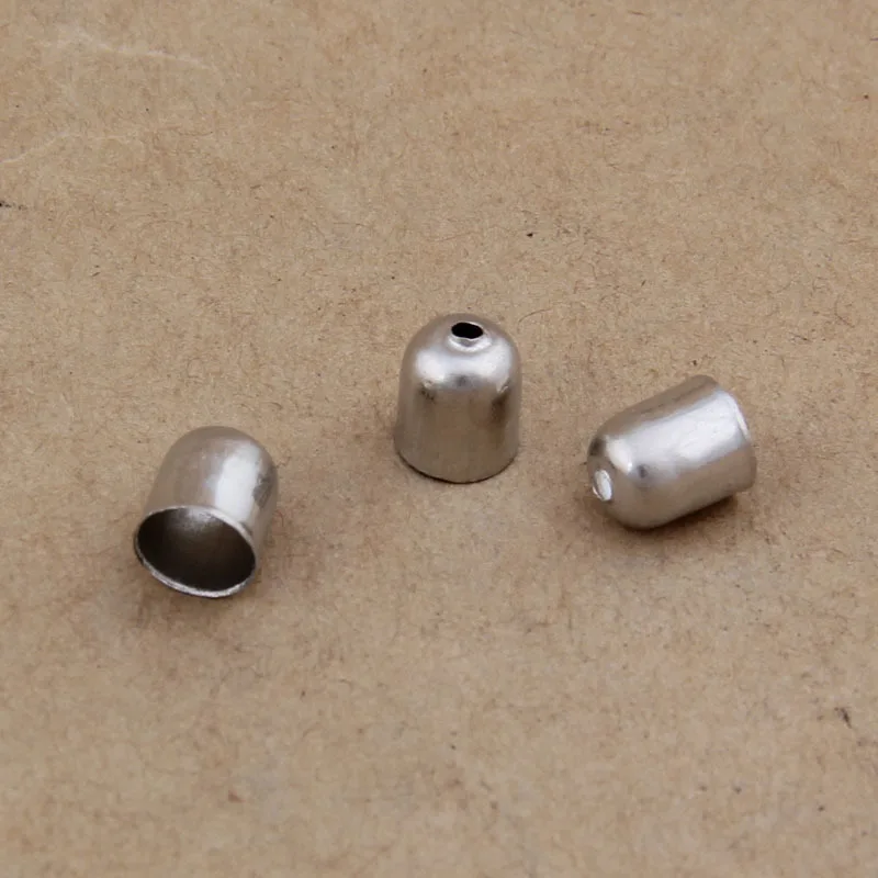 200pcs Silver 7mm*8mm Metal End Beads Caps for crimping various cords