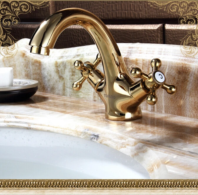 

New arrival  gold finish high quality bathroom double lever basin faucet sink faucet basin mixer basin faucet bathroom faucet