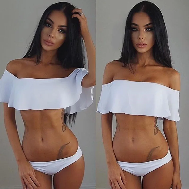 

New Hot Sale Sexy Off-Shoulder Women Push-up Padded Bra Bandage Bikini Set Swimsuit Swimwear Bathing Summer Beach Bikini Set