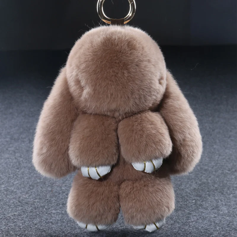 

18cm Real Fur Rabbit Keychain Cute Fluffy Rabbit Keychain Fur Pompom Key Ring Pom Pom Doll Bag Car Key Holder