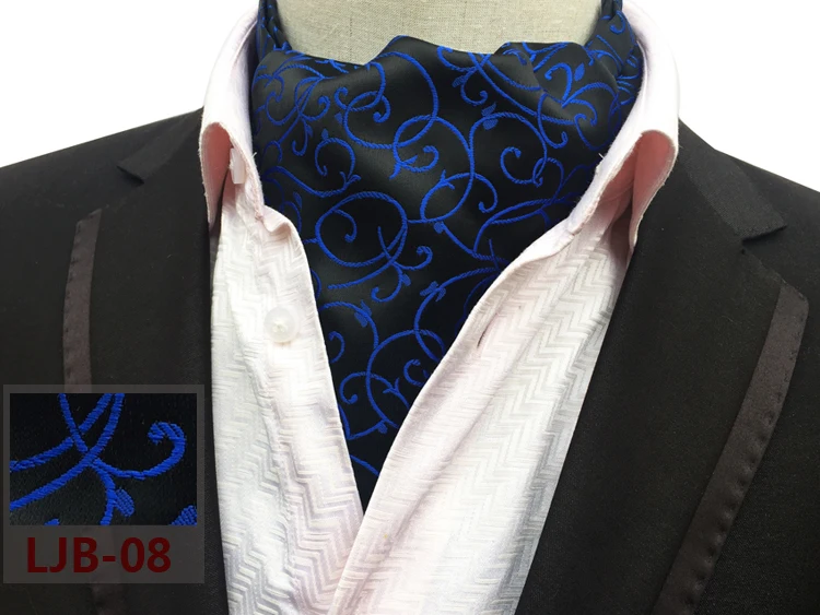 Модные Дизайн Для мужчин Галстуки роскошный синий цветочный Пейсли Ascot Винтаж британский стиль жаккардовые модников для взрослых
