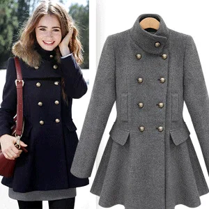 Manteau Laine À Hiver Double Grande Gitl Vestes Mode Col ardoisé Fourrure 2017 Étudiants Bleu Boutonnage Capuche Femmes De Automne En Taille xwfnvA01qY