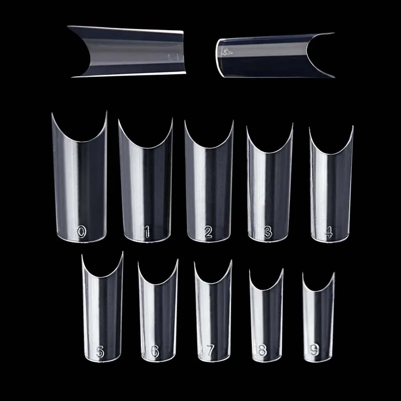 

100 Pcs Clear Nail Tips Plastic Nails C Shape Faux Ongle French Manucure Medium Nails Dual Form Nail System Kit