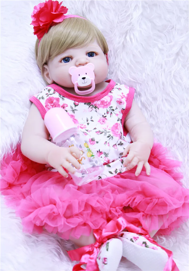 2" Reborn dolls полное тело силиконовые reborn Младенцы розовое платье светлые волосы реалистичные девушки Bebe живой Reborn bonecas Дети подарок