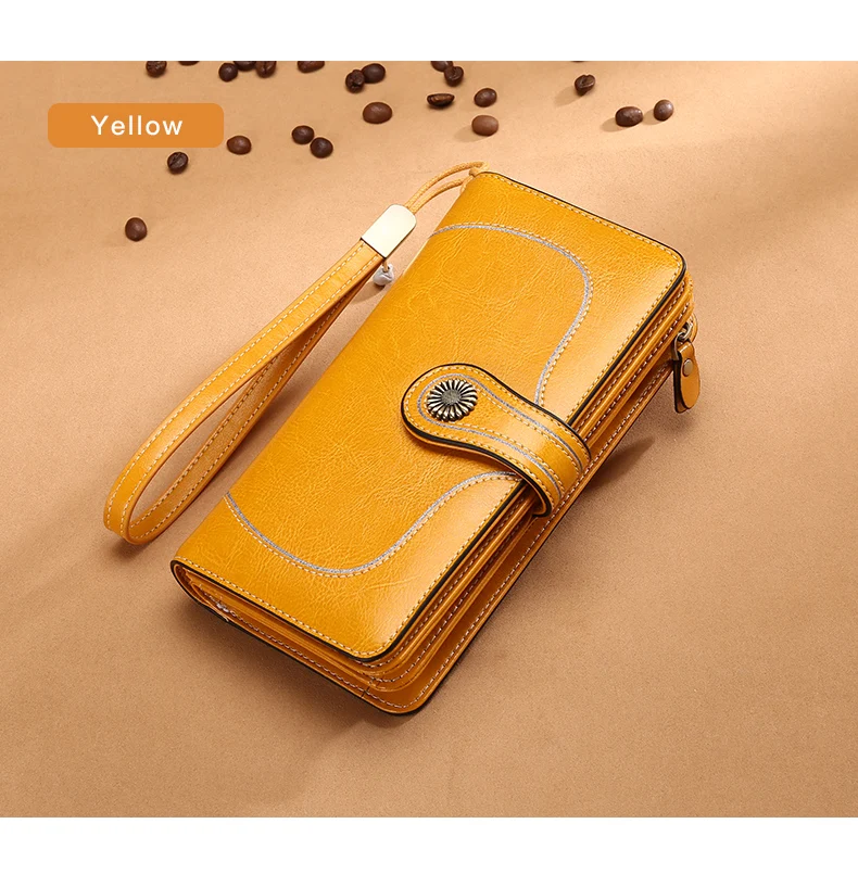 Large Capacity Split Leather Card Holder Quality Wallet Long Women Wallet Zipper Clutch Casual Zipper Retro Purse Women