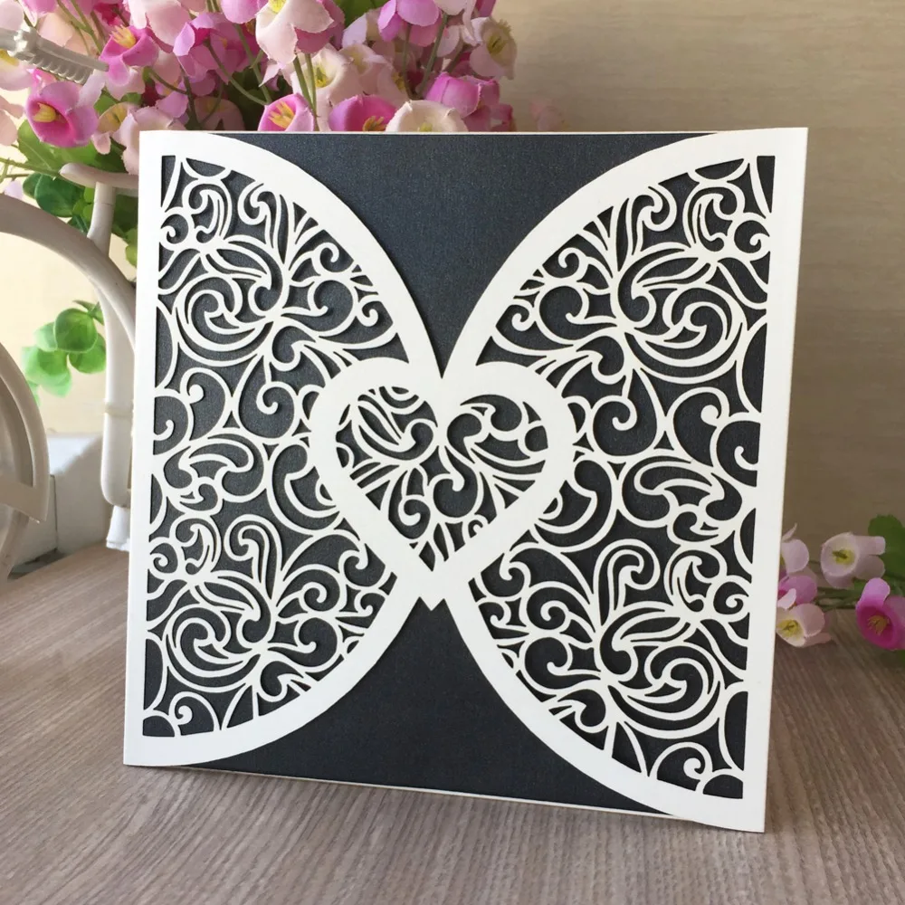 

45pcs Hollow Out Heart Invitation Card Wedding Invitations Elegant Birthday Party Decorations Greeting Blessing Card
