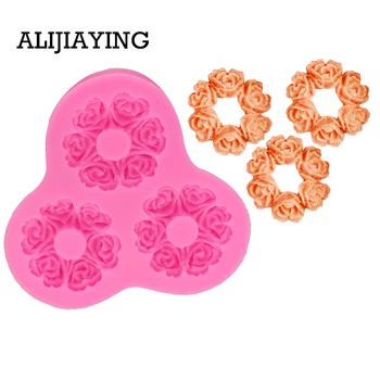 

M0258 1Pcs Flower wreath Silicone moulds fondant mold cake decorating tools chocolate gumpaste molds