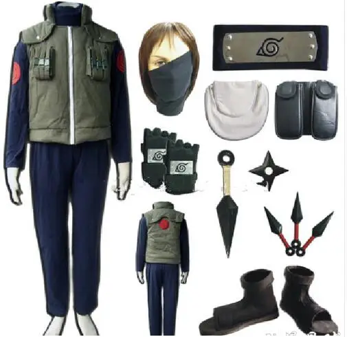 full set Горячая аниме Наруто Konohagakurenosato Jonin униформа наряд Хатаке Какаши костюмы для косплея - Цвет: full set
