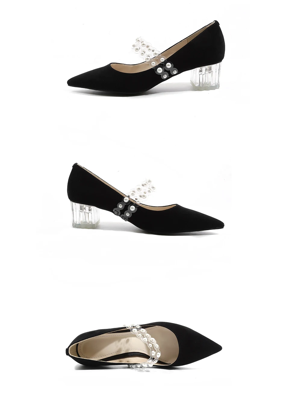 Curvaness/обувь на высоком каблуке Женская обувь mary jane туфли-лодочки на Высоком толстом каблуке Осенняя обувь с черным и белым жемчугом, большие размеры 34-42