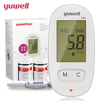 

yuwell Glucometer Large Digital LCD Medical Equipment Portable blood glucose meter with 100pcs Test Strips Diabetic 580 CE