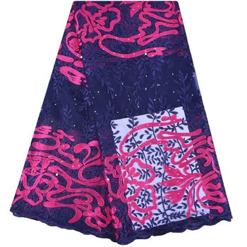 

African Tulle Lace Fabric 2018 African French Lace Fabric High Quality With Stones Nigerian Embroidery Tulle French Lace 1207B
