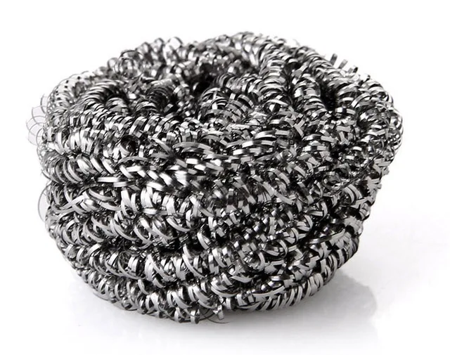 STAINLESS STEEL SPONGE SCRUBBER SCOURER HEAVY DUTY PAN CLEANING PAD TOOL Metal Mesh Cleaning
