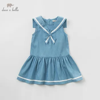 

DBK9836 dave bella summer kids girls dresses girls blue dress children sleeveless high quality dress