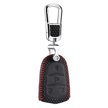 

luckeasy Leather Key Cover For Cadillac ATSL 2014-2017 SLS CTS XTS 2015 2016 SRX 2013 2014 4 button Remote Control case G3